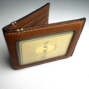 Rolfs Camel Leather Money Clip Card Wallet Bifold Magnetic Bill Holder New